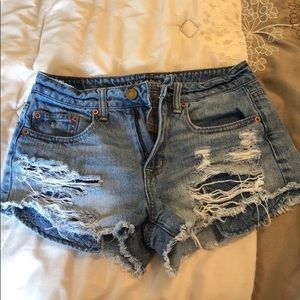 High waisted jean shorts